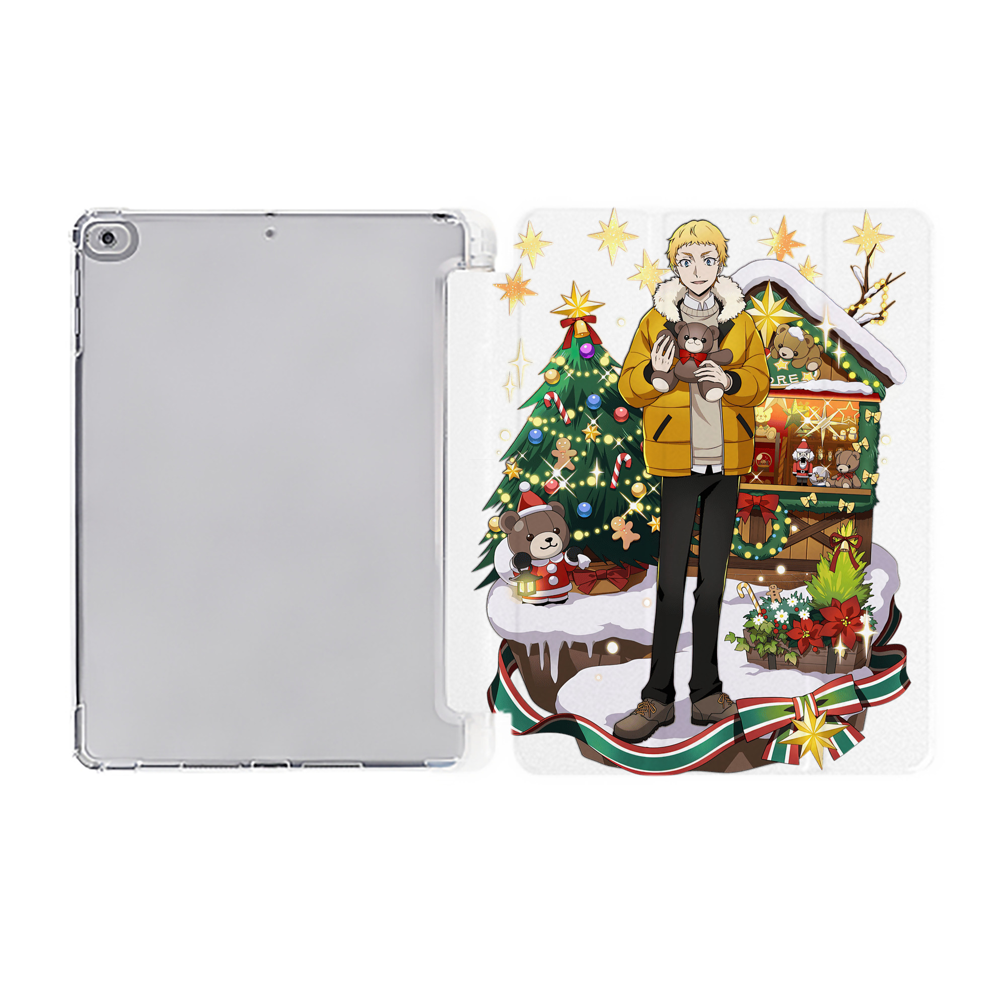 （画像用） 文豪ストレイドッグス Bungo Stray Dogs IPad ケース ペン収納付き 三つ折りスタンド PUレザー×シリコン 対応機種9.5/10.5/10.9インチ